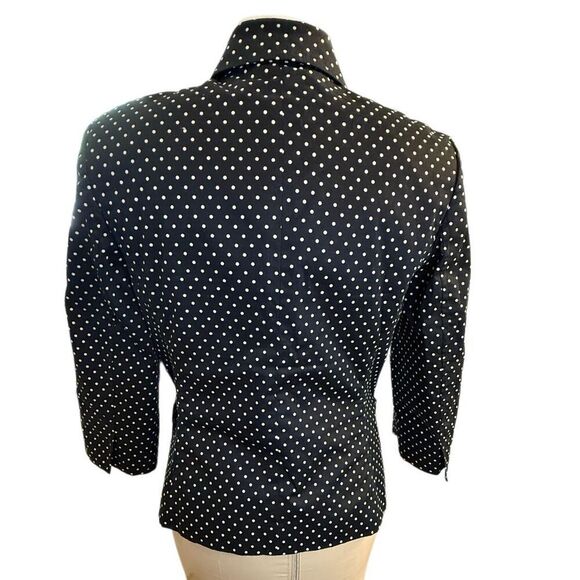 Talbots Black White Polka Dot Blazer 3/4 Sleeves Button Front Sz. 10 - Picture 4 of 6